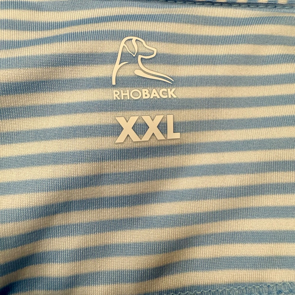 NWOT Rhoback Whaler Heather Stripe Birdie Blue Polo Performance Polo in XXL - Picture 5 of 7